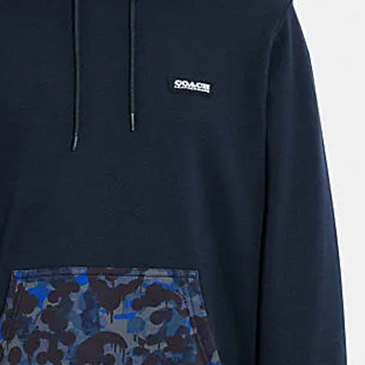 Details for Sudadera con Capucha Coach Azul Camuflaje con Logo. CB812-BLU