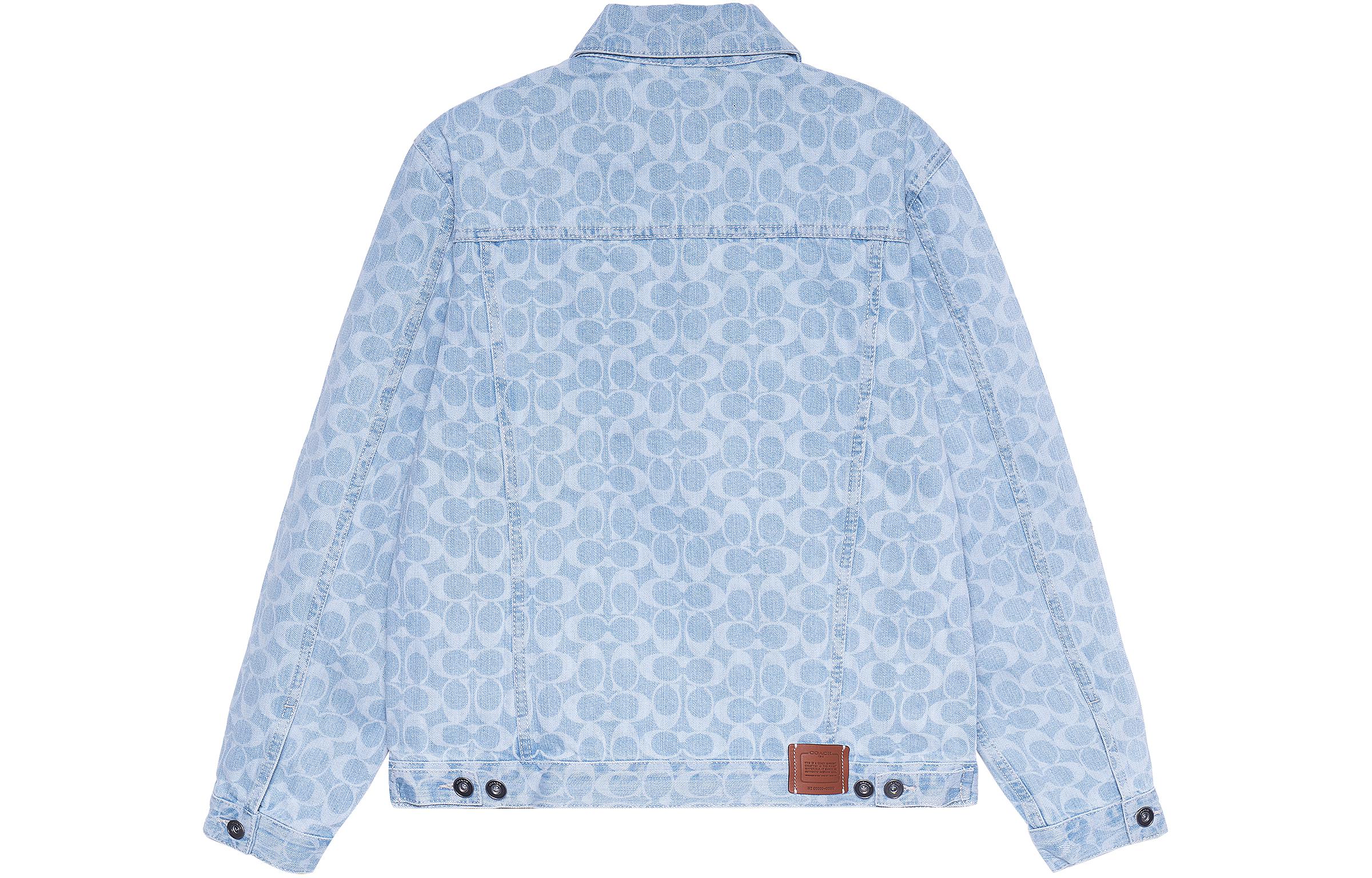 COACH Blue Denim Jacket with All-Over Logo Print and Button-Up Design. C4630-SL1 圖 3