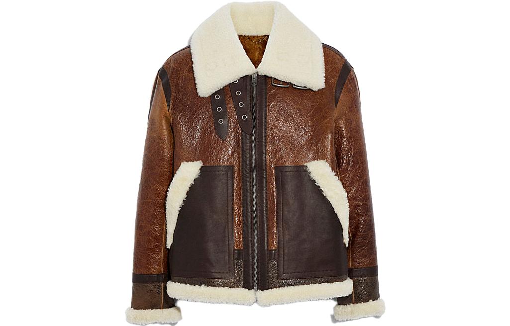 COACH Brown Colorblock Zip-Up Collared Jacket C6565-BRN