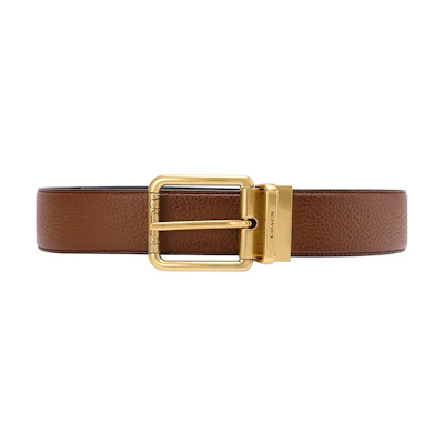 COACH Brown Leather Belt with Square Buckle, 3.5cm Wide 91307-ABFD2