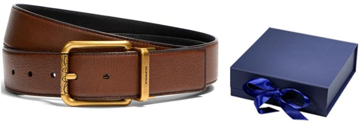 COACH Tali Pinggang Kulit Coklat dengan Gesper Square, Lebar 3.5cm 91307-ABFD2 Details for COACH Tali Pinggang Kulit Coklat dengan Gesper Square, Lebar 3.5cm 91307-ABFD2