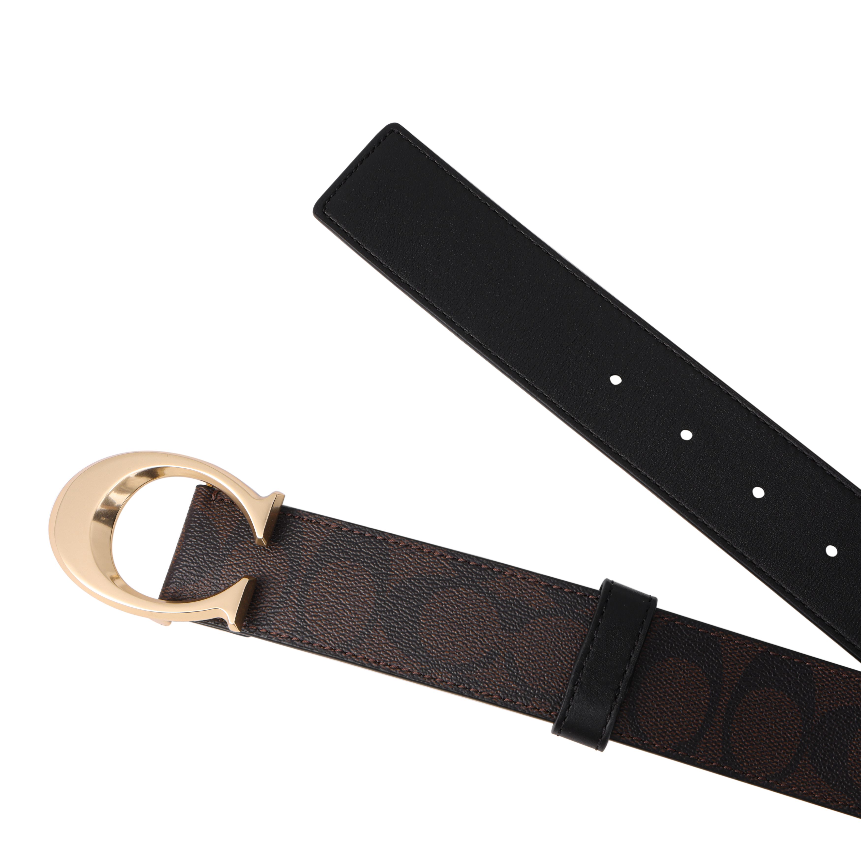 Purchase 蔻驰棕色经典Logo设计3.8cm宽皮革腰带 6140-IMOVE