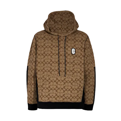 COACH Brown Letter Print Loose Fit Hoodie 89747-OFZ