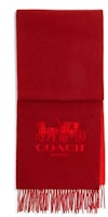 COACH Carriage Pattern 100% Cashmere Scarf Unisex Red CM061 COACH Carriage Pattern 100% Cashmere Scarf Unisex Red CM061