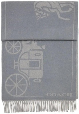 COACH 馬車印花羊毛羊絨圍巾 男女情侶設計 灰色. CU808-N19 Order COACH 馬車印花羊毛羊絨圍巾 男女情侶設計 灰色. CU808-N19