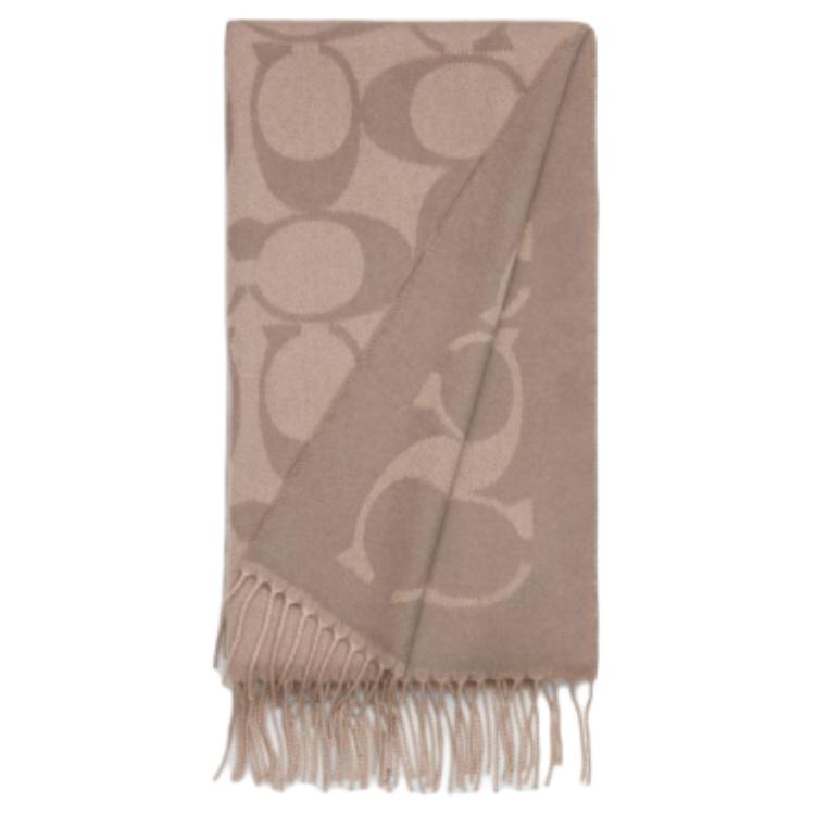 COACH Cashmere Knit Scarf Unisex Couple Design in Gray CU807-C2J