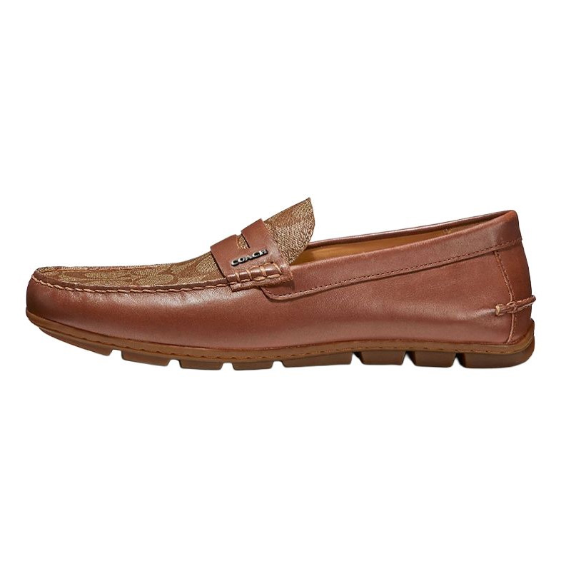 COACH Casual Brown Leather Signature Coated Canvas Sneakers G2983-KHA