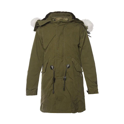 COACH Casual Solid Parka Jacket Military Green. 87568-M9L