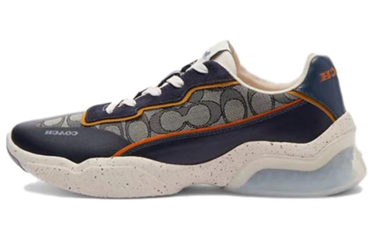 Coach CitySole Low Top Leather Lace-up in Beige Blue 'Court Sneaker' CN322-T4G