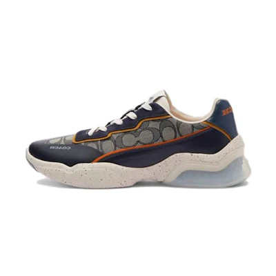 Coach CitySole Low Top Leather Lace-up in Beige Blue 'Court Sneaker'