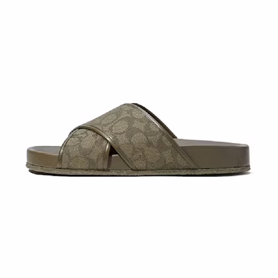 Coach Classic Jacquard Fashion Slide 'Dark Green'