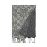COACH Classic Logo 100% Cashmere Knit Scarf Unisex - Gray CB692-DOY COACH Classic Logo 100% Cashmere Knit Scarf Unisex - Gray CB692-DOY