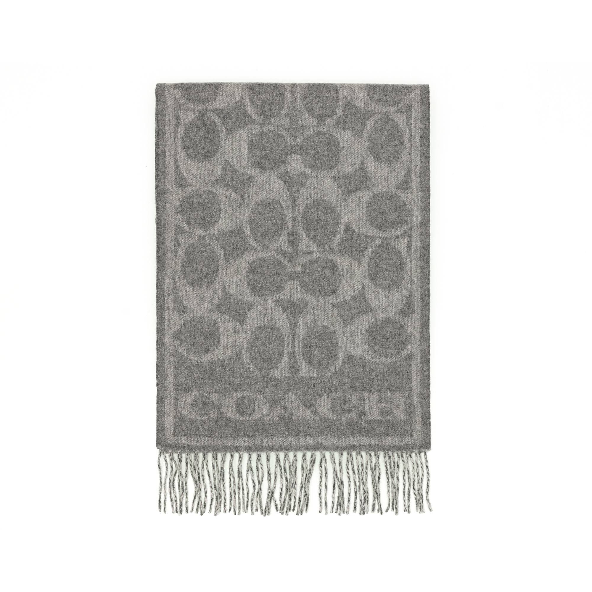 Shop COACH Syal Rajut Cashmere 100% Logo Klasik Unisex - Abu-Abu CB692-DOY