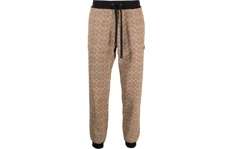 COACH Classic Logo Print Knit Jogger Pants Beige. C5761-RYU