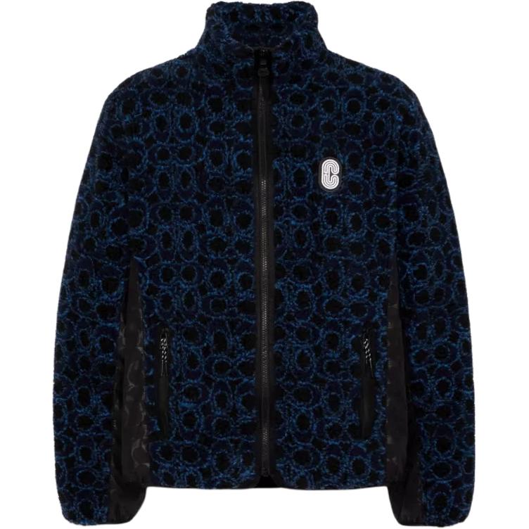 COACH Classic Logo Sherpa Full-Zip Fleece Jacket Blue. C5202-BFH