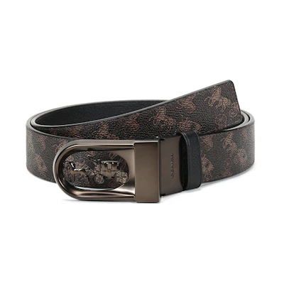 COACH Coated Canvas Leather Belt with Carriage Logo Buckle 3.6cm 4921-A7U