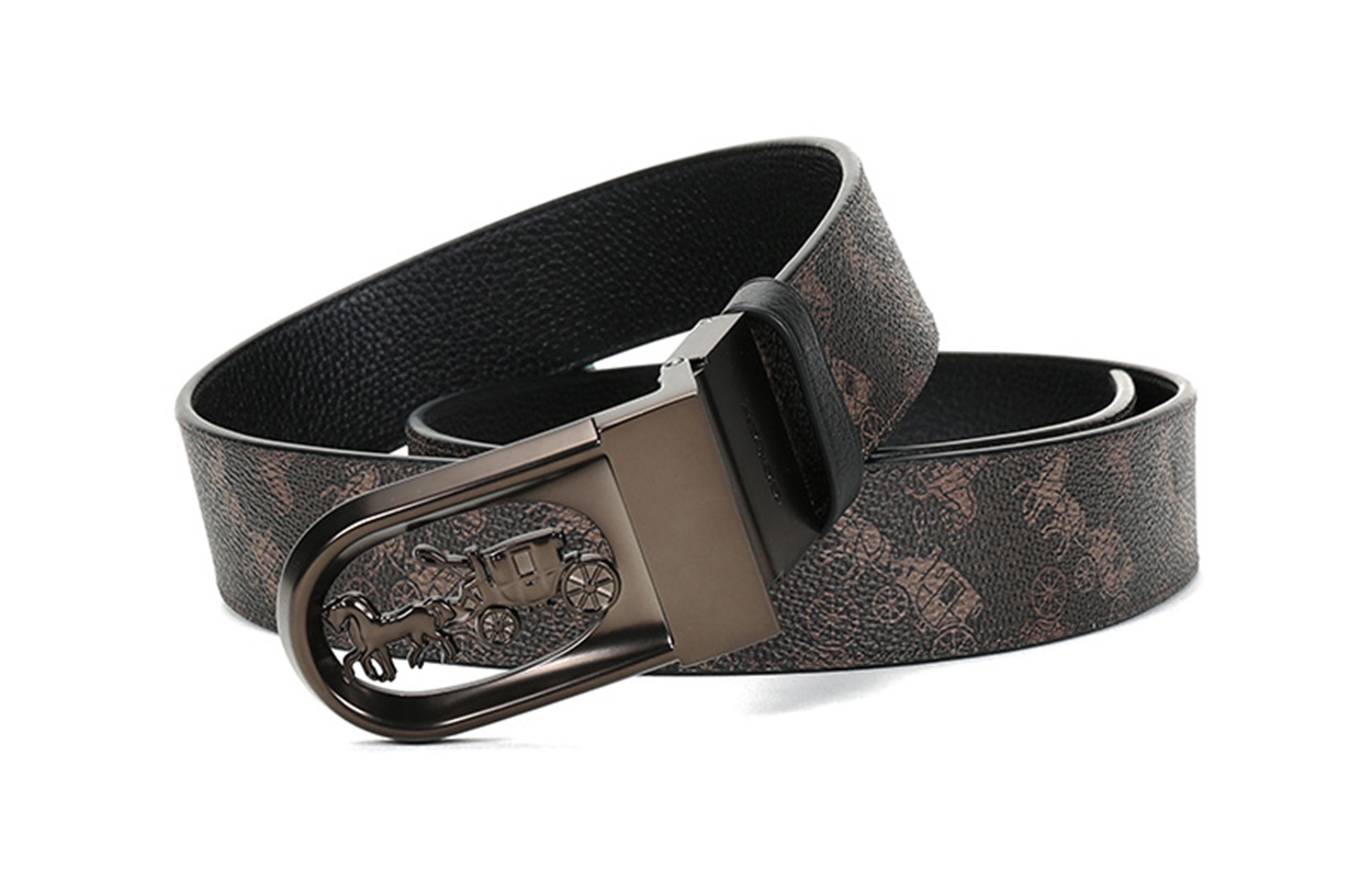 Purchase Sabuk Kulit COACH Coated Canvas dengan Gesper Logo Carriage 3.6cm 4921-A7U