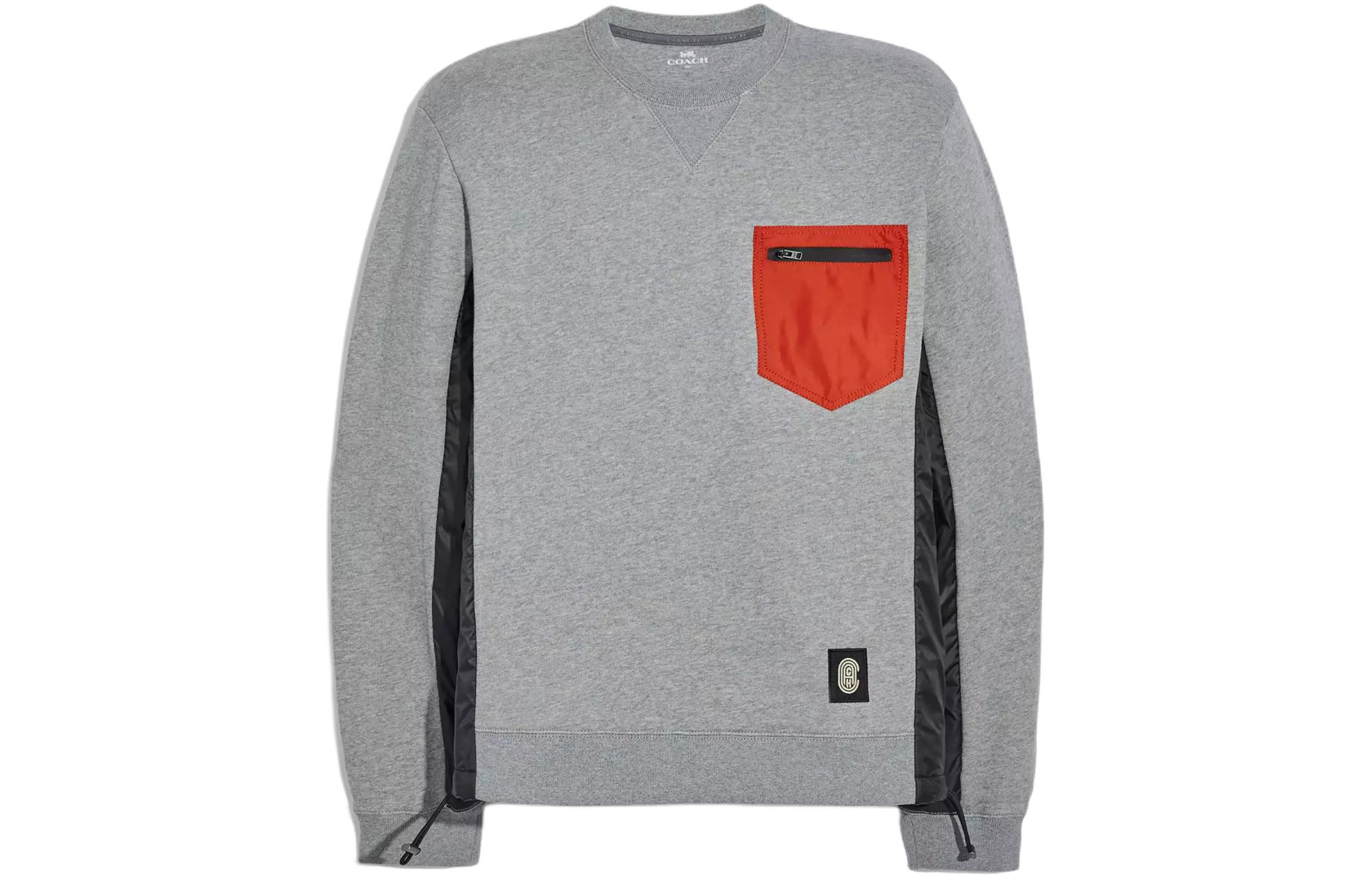 COACH Colorblock Front Pocket Crewneck Sweatshirt - Gray 88679-NS5