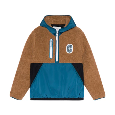 COACH Colorblock Half-Zip Hoodie Blue Yellow 6601-PDT