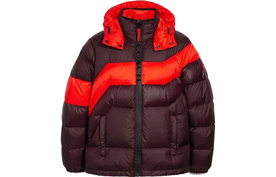 COACH Colorblock Hooded Casual Jacket in Burgundy 3094-BUR