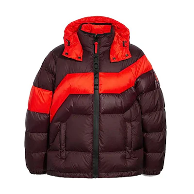 COACH Colorblock Hooded Casual Jacket in Burgundy 3094-BUR