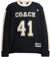 COACH Colorblock Letter Logo Crewneck Sweater Black Unisex Casual Pullover. CN621-BLC COACH Colorblock Letter Logo Crewneck Sweater Black Unisex Casual Pullover. CN621-BLC