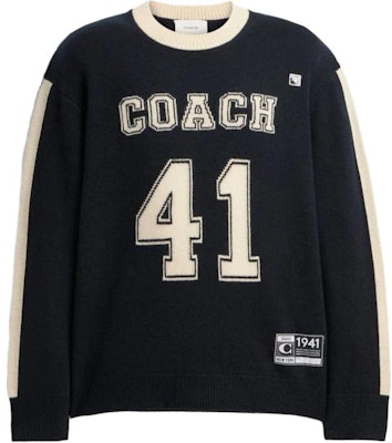 COACH Colorblock Letter Logo Crewneck Sweater Black Unisex Casual Pullover. CN621-BLC Order COACH Colorblock Letter Logo Crewneck Sweater Black Unisex Casual Pullover. CN621-BLC