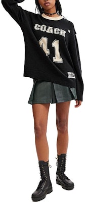 COACH Colorblock Letter Logo Crewneck Sweater Black Unisex Casual Pullover. CN621-BLC Lookbook COACH Colorblock Letter Logo Crewneck Sweater Black Unisex Casual Pullover. CN621-BLC