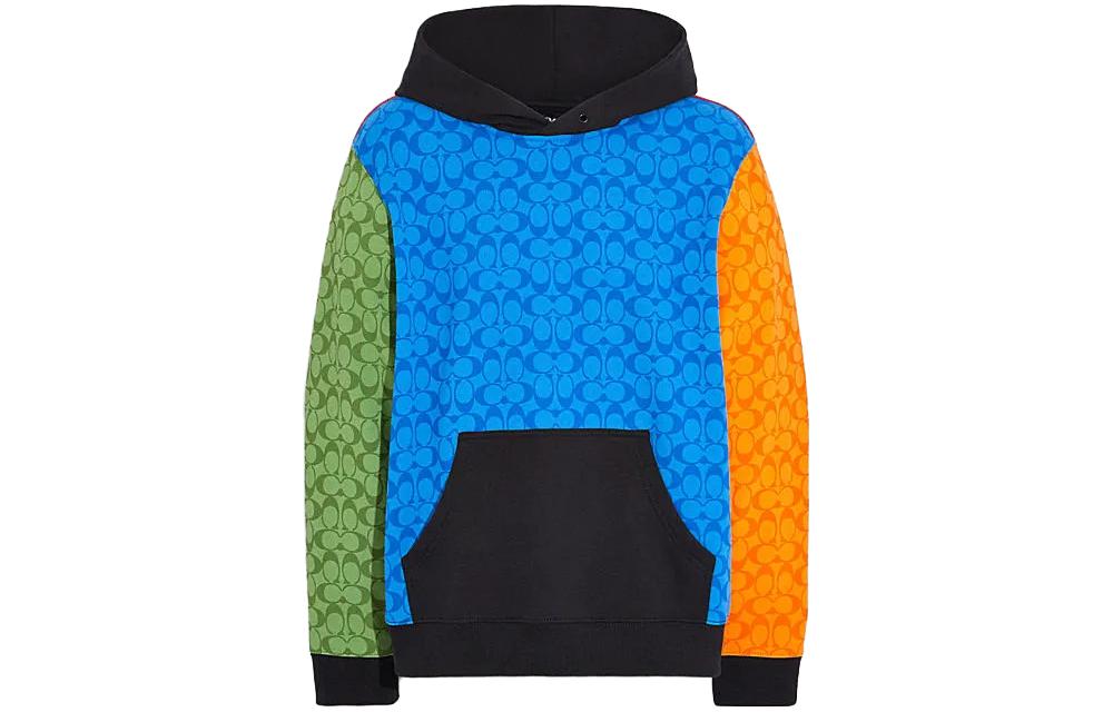 COACH Colorblock Logo Print Hoodie Multicolor C9501-MTI