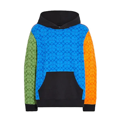 COACH Colorblock Logo Print Hoodie Multicolor C9501-MTI