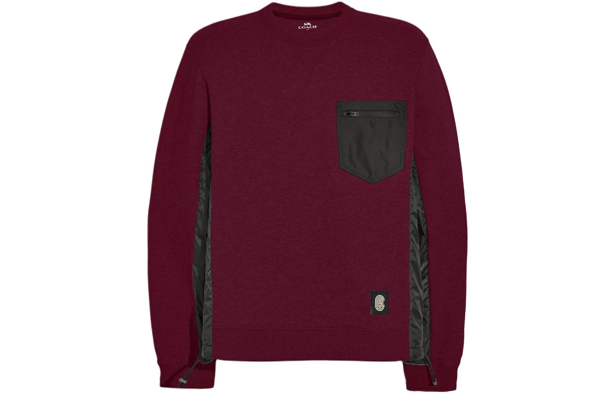 COACH Colorblock Red Crewneck Sweatshirt with Front Pocket 88679-NE9