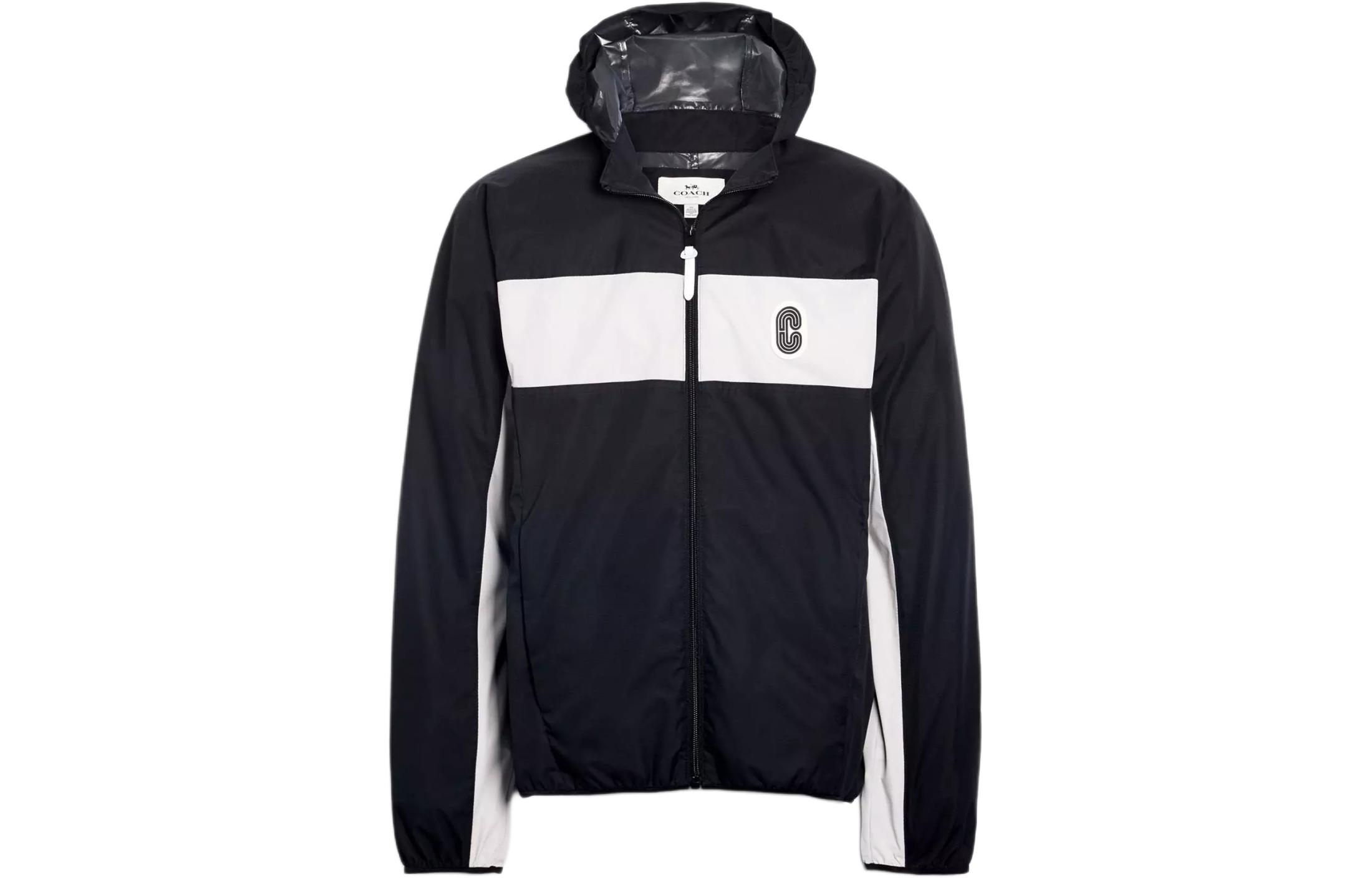 COACH Colorblock Waterproof Zip-Up Hooded Jacket - Black 1427-LRM