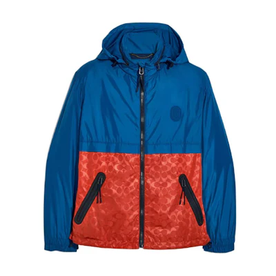 COACH Colorblock Zip-Up Hoodie Jacket Blue 3819--PQS