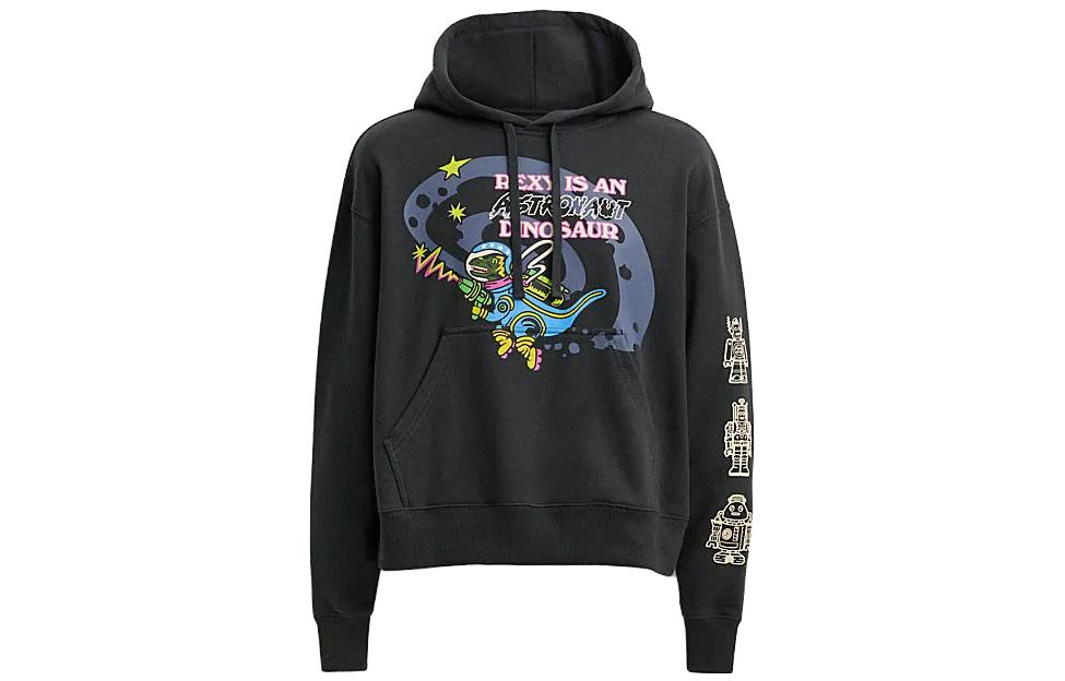 COACH Cosmic Coach FW23 Letter Print Hoodie Black Unisex CN698-BLC