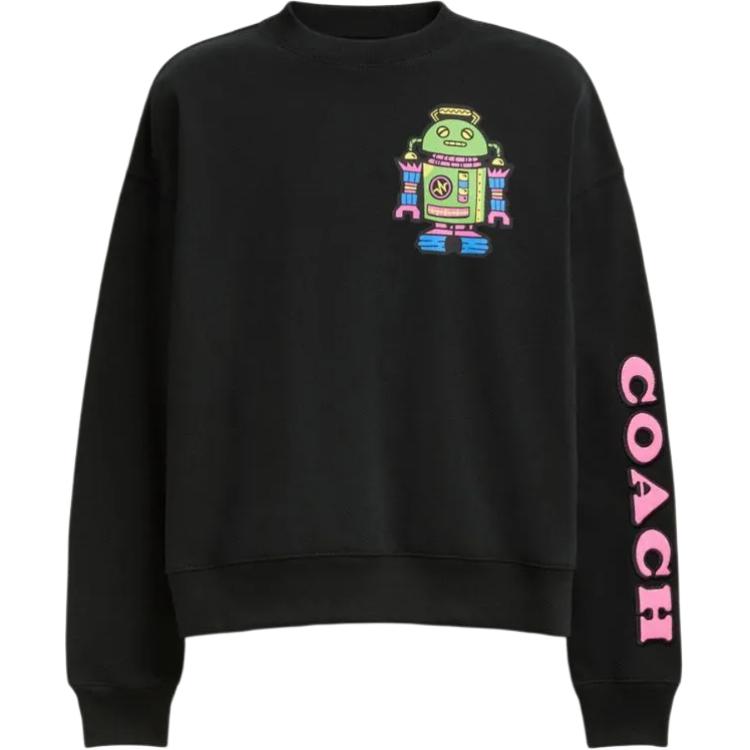 COACH Cosmic Coach FW24  Black Letter Print Crewneck Sweatshirt CW774-BLK
