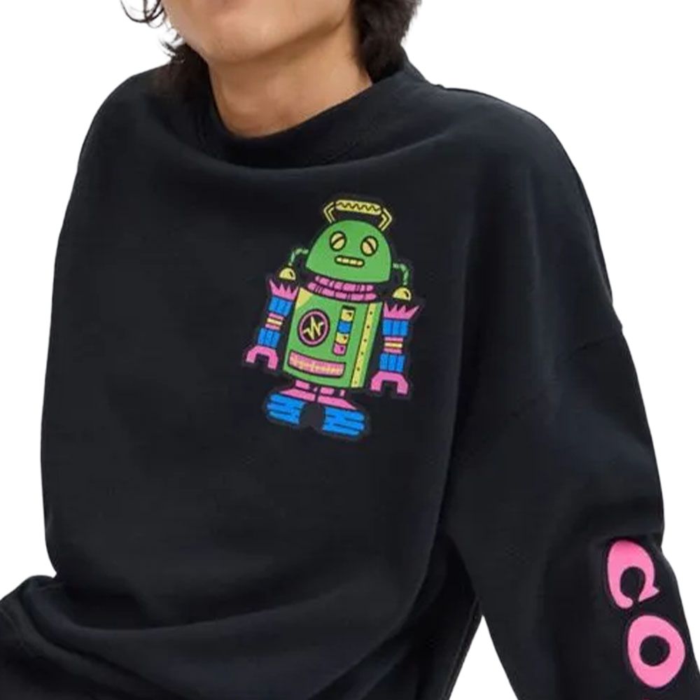 Purchase COACH Cosmic Coach FW24  Black Letter Print Crewneck Sweatshirt CW774-BLK