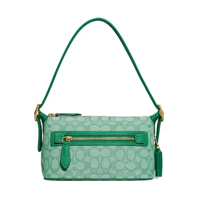 Coach Demi Bag In Signature Jacquard Brass/Green