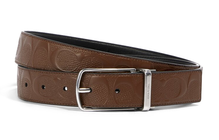 COACH Embossed Floral Leather Belt for Men 3.2cm. 91309-SVFD2