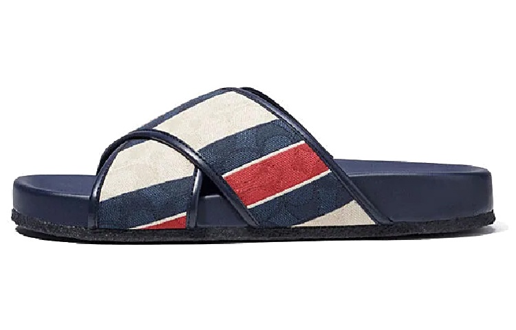 Coach Flat Sandal 'Blue White Red Stripe' CB407_UDT