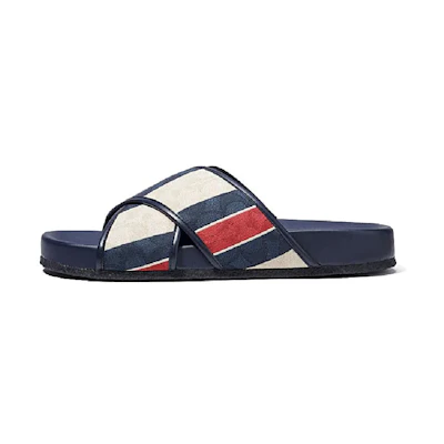 Coach Flat Sandal 'Blue White Red Stripe'