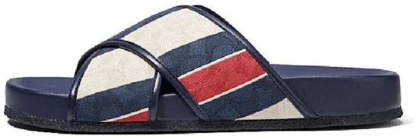Coach Flat Sandal 'Blue White Red Stripe' CB407_UDT Coach Flat Sandal 'Blue White Red Stripe' CB407_UDT
