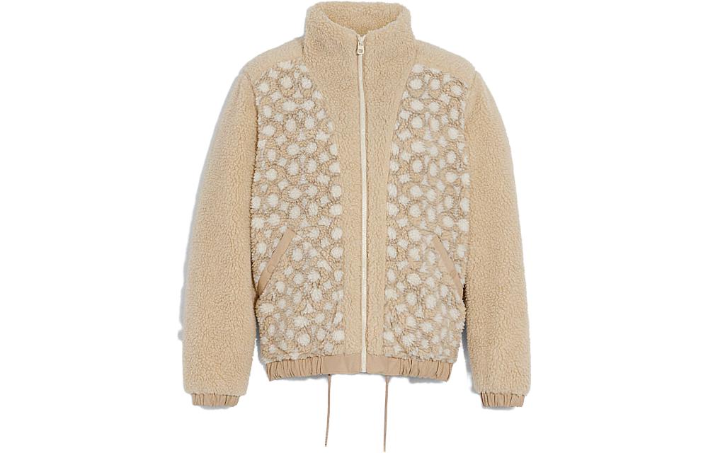 COACH Forever Printed Stand Collar Zip Jacket Beige Casual Outerwear C8710-BEI