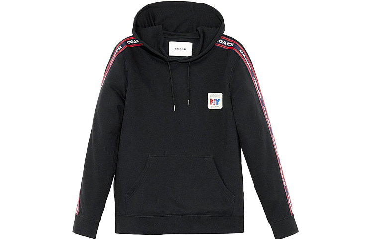 Coach Forever Series Black Hoodie with Side Letter Logo Design C7622-BLK