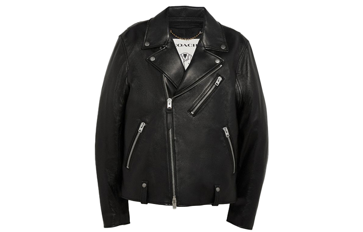 Order Coach FW20 黑色皮革拉鍊長袖騎士外套 5709-BLK