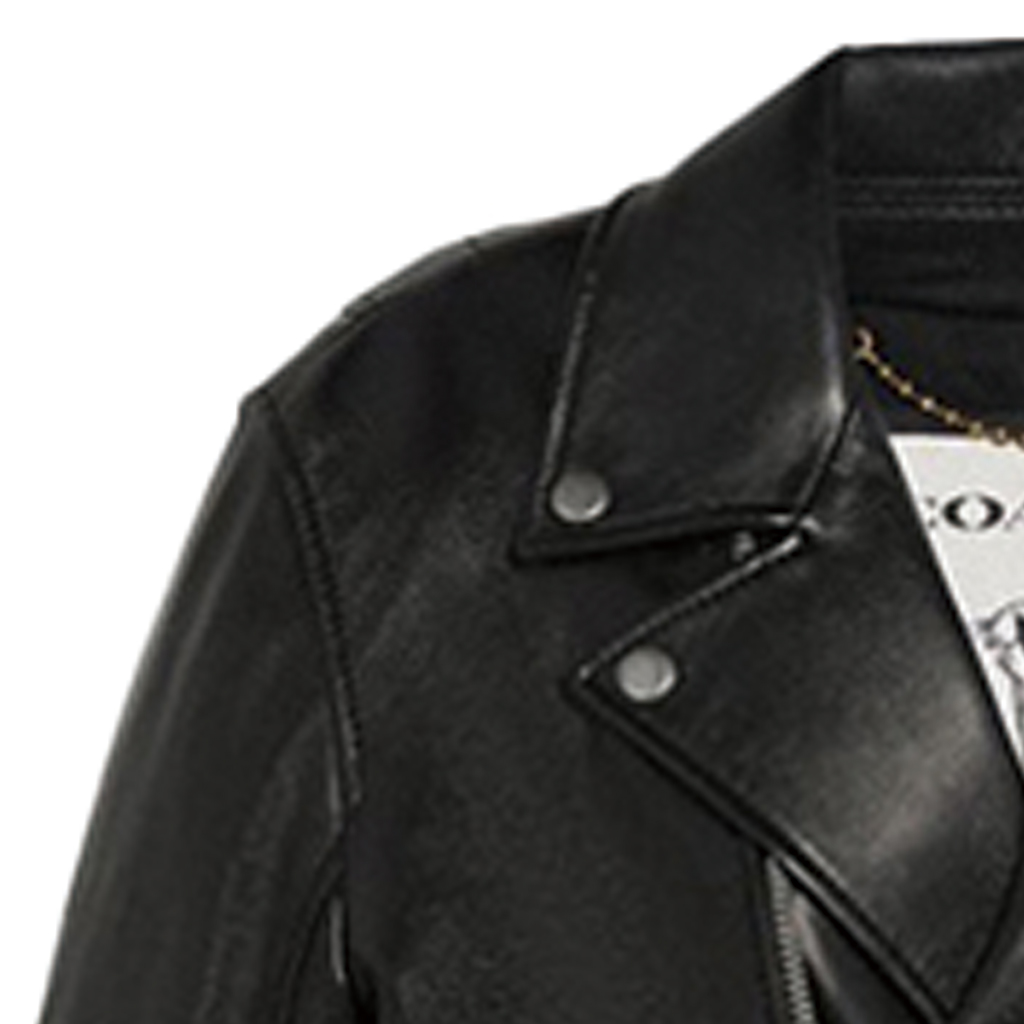 Shop Coach FW20 黑色皮革拉鍊長袖騎士外套 5709-BLK