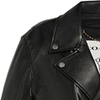 Shop Coach FW20 Black Leather Biker Jacket with Zipper and Long Sleeves 5709-BLK