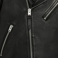 Details for Coach FW20 Black Leather Biker Jacket with Zipper and Long Sleeves 5709-BLK