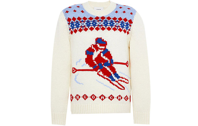 Order COACH FW21 Sweater Wool Warna Beige Colorblock Print Pullover. C8184-CRM