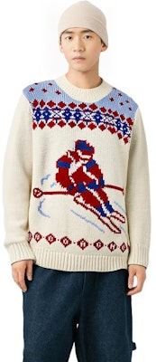 COACH FW21 Sweater Wool Warna Beige Colorblock Print Pullover. C8184-CRM Lookbook COACH FW21 Sweater Wool Warna Beige Colorblock Print Pullover. C8184-CRM