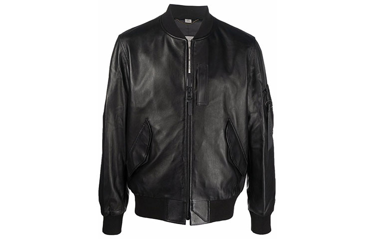 COACH FW21 Black Solid Color Zip-up Bomber Jacket C1960